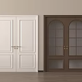 Double Doors Interior Design Featuring White And Dark Brown With Glass Panels 3d model