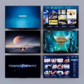 Smart TV Screen Displaying Streaming Apps Movies Games And Scenery Content 3d model
