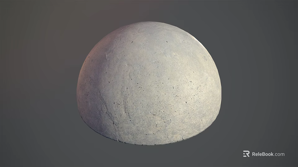 Rough Textured Natural Stone Hemisphere With Gray Background Surface 3d model 