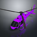 Detailed Purple Helicopter 3D Model With Rotors Shiny Body And Modern Design