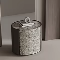 Modern Round Bedside Table With Patterned Surface And Books Decorative Ring 3d model