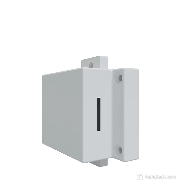 Compact White Rectangular Electronic Enclosure With Mounting Holes And Black Slit 3d model 