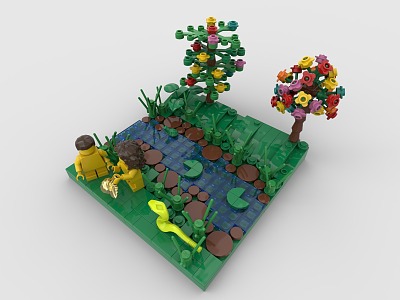 Lego Toys Creek Forest Meadow Trees Greening 3d model