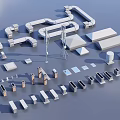 Industrial Pipe Fittings Mechanical Components And Structural Parts Layout Design