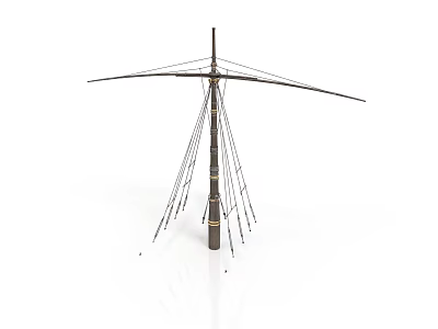 Detailed Mast And Sail Structure 3D Model With Rigging Lines And Crossbeam 3d model