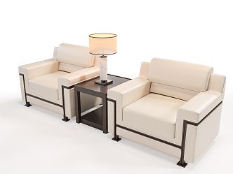 Reception room single sofa set living room single sofa 3d model