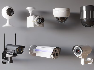 Variety Of Surveillance Camera Types For Monitoring 3d model
