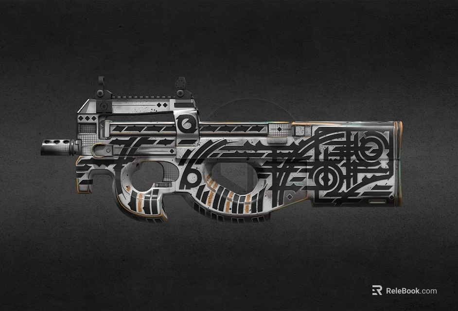 Intricately Engraved Rifle With Detailed Pattern And Metallic Structural Design 3d model 