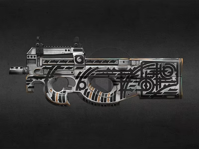 Intricately Engraved Rifle With Detailed Pattern And Metallic Structural Design 3d model
