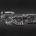 Intricately Engraved Rifle With Detailed Pattern And Metallic Structural Design