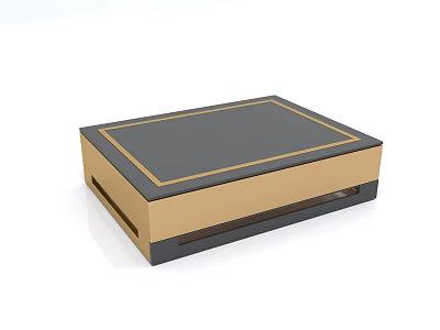 Modern Coffee Table With Black Top And Golden Frame Minimalist Design 3d model