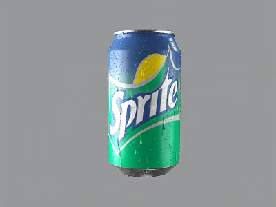 Sprite Carbonated Soft Drink In Blue And Green Can With Lemon Design 3d model