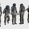 Men In Astronaut Spacesuits Showing Various Poses And Different Designs