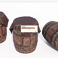 Rustic Wooden Barrel Decorative Ornament Set with Cloth Covers for Home Interior Decoration