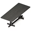 Minimalist Dining Table With Light Wooden Top And Dark Black Tabletop Sturdy Leg Design