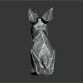 Modern Metallic Origami Rabbit Figurine With Geometric Folds And Shiny Surface Reflection