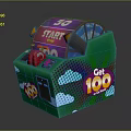 Green Game Machine With 50 Start Display Red Buttons Cloud Patterns And Get 100 Sign