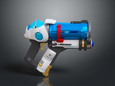 Futuristic Sci Fi Weapon With Blue White Red Accents And Yellow Grip Details 3d model
