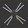 Detailed Helicopter Model With Multiple Rotors Flame Effects And Green Lights 3d model