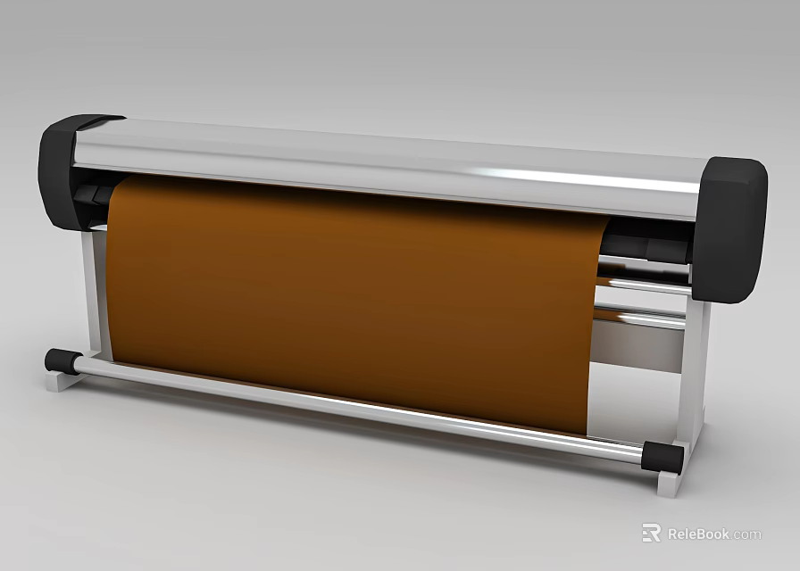 Kitchen Appliance Roll Dispenser With Aluminum Frame And Brown Roll 3d model