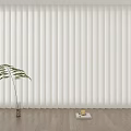 White Vertical Blinds Enhancing Modern Interior with Wooden Floor and Green Plant
