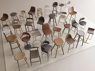 Bar Chair High Stool Wooden Bar Chair Bar Chair Leisure Chair Bar Chair Simple Bar Chair Without Armrest Bar Chair Rotating Chair Office Chair Leather Bar Stool 3d model