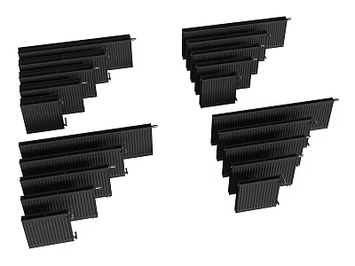 Black Modern Radiators For Home Heating With Different Sizes And Styles 3d model