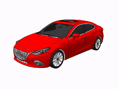 Red Sedan Car With Modern Exterior Design Black Roof And Silver Wheels 3d model