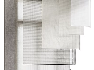 Stylish Roman Shades With Linen Fabric For Modern Window Decoration Design 3d model