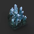 Artistic Blue Columnar Crystal Sculpture With Natural Growth On Black Base