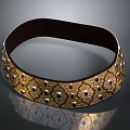 Elegant Golden Headband With Intricate Patterns And Red Gemstones For Daily Use