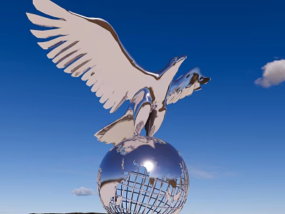 Modern City Sculpture Eagle Earth 3d model