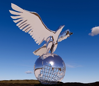 Modern City Sculpture Eagle Earth 3d model