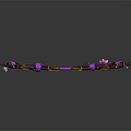 Fantasy Character's Decorative Bow With Purple Green Vines Flower And Gems