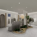 Modern Clothing Store Interior With Mannequins Plants And Display Shelves