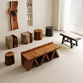 Handcrafted Wooden Stools and Benches with Various Modern Natural Designs for Home Decor