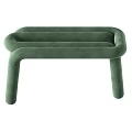 Modern Green Velvet Stool With Curved Tubular Structure And Sleek Lines