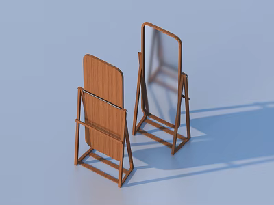 Two Wooden Standing Mirrors With Simple Stand For Home Living Decor 3d model