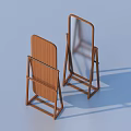 Two Wooden Standing Mirrors With Simple Stand For Home Living Decor