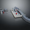 Industrial Structure Setup With Platform Control Console Slide And Red Elements