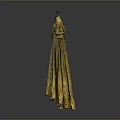 Elegant Golden Long Dress With Floral Pattern And Short Sleeves Design