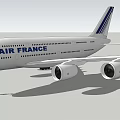 Air France Passenger Airliner With White Body Blue Tail Stripe And Four Engines