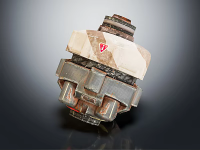 Smart Machine Industrial Component With Metallic Grid Structure And Red Emblem Top 3d model