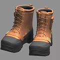 Brown And Black Leather Work Boots With Lace Up Design And Rubber Soles