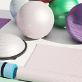 Colorful Exercise Balls And Yoga Mats For Home Gym Fitness Equipment Collection