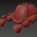 Red Futuristic Concept Car With Transparent Cockpit And Jet Like Thrusters
