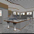Modern Eyewear Store Interior With Glass Display Counters And Eyeglasses Collection 3d model