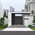 Modern Entrance Gate Design With Stone Decor Steps And Greenery Landscaping