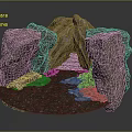 Realistic Rock Cave Structure With Rough Surface And Brown Earthy Base 3d model