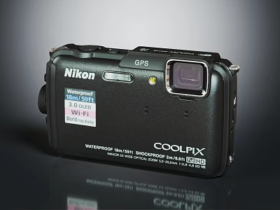 Nikon Coolpix Digital Camera With GPS Wi-Fi And Waterproof Shockproof Freezeproof Dustproof Features 3d model